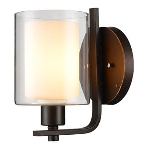 Woodbridge Lighting Alaina 1 Light Steel Wall Sconce in Metallic Bronze/Opal
