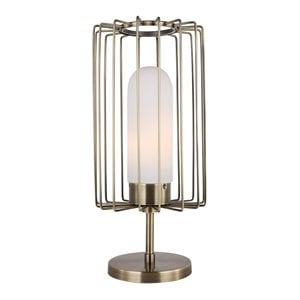 Woodbridge Lighting Tanner Steel Table Lamp with Embedded LED in Brushed Brass