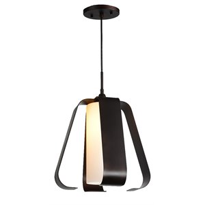 Woodbridge Lighting Bent 1 Light Steel and Glass Mid Pendant in Metallic Bronze