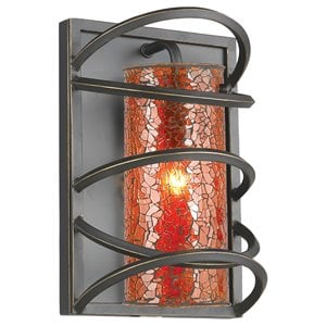 Woodbridge Lighting Loop 1-light Steel & Glass Wall Sconce in Black/Amber