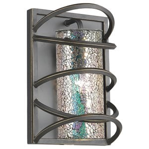 Woodbridge Lighting Loop 1-light Steel & Glass Wall Sconce in Black/Iridescent