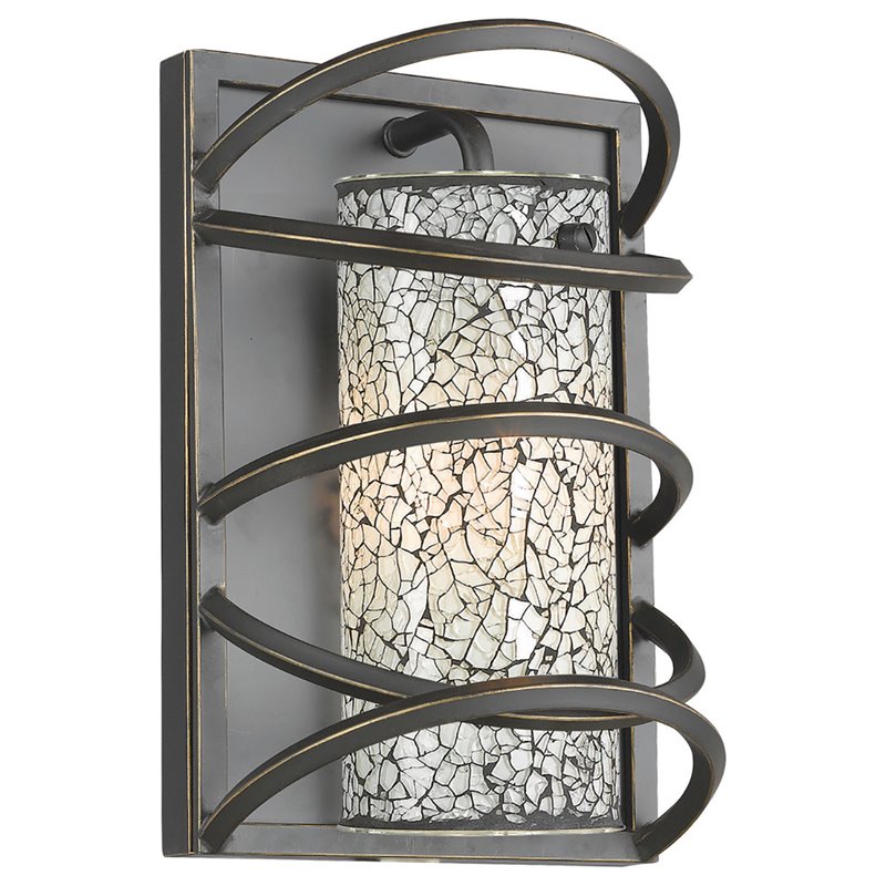Woodbridge Lighting Loop 1-light Steel & Glass Wall Sconce in Black/White Mosaic
