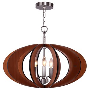 Woodbridge Lighting Fins Aquatech 3-light Wood Foyer Pendant in Cherry/Bronze