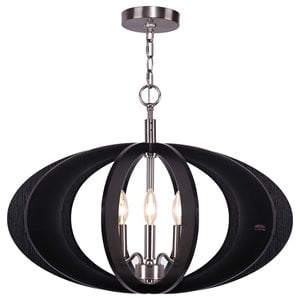 Woodbridge Lighting Fins Aquatech 3-light Wood Foyer Pendant in Black/Nickel