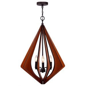 Woodbridge Lighting Fins Foresee 3-light Wood Foyer Pendant in Cherry/Nickel