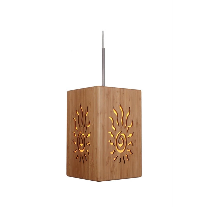 Woodbridge Lighting Light House Radiance Medium Bamboo Shade Pendant in Nickel