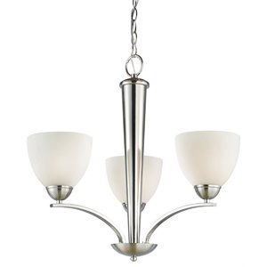 Woodbridge Lighting North Bay 3-light Steel & Glass Chandelier in Nickel/Opal