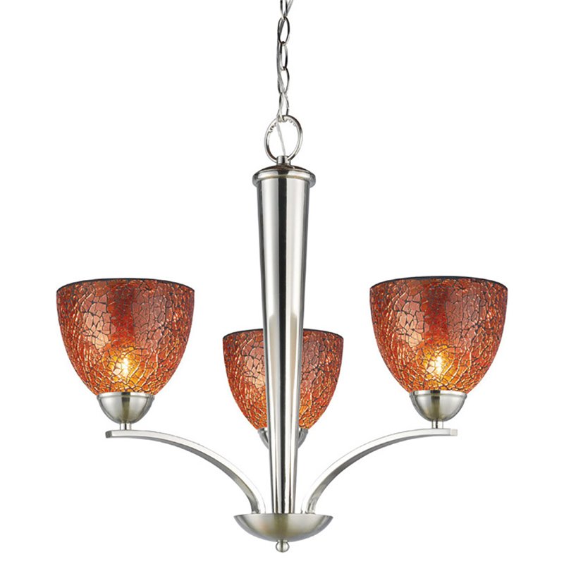 Woodbridge Lighting North Bay 3-light Metal Chandelier in Nickel/Mosaic Amber