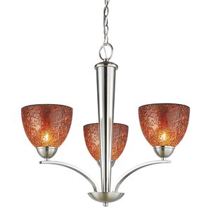 Woodbridge Lighting North Bay 3-light Metal Chandelier in Nickel/Mosaic Amber
