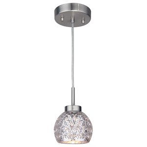 Woodbridge Lighting Charlotte 1-light Glass Mini Pendant in Nickel/Mercury