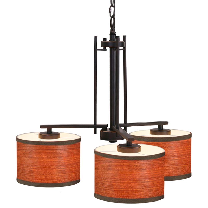 Woodbridge Lighting Hudson 3-light Metal & Veneer Chandelier in Bronze/Brulee