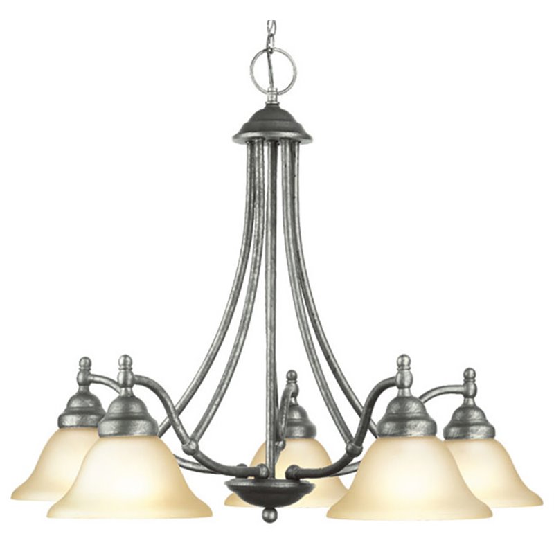 Woodbridge Lighting Anson 5-light Steel & Glass Chandelier in Gray Stone