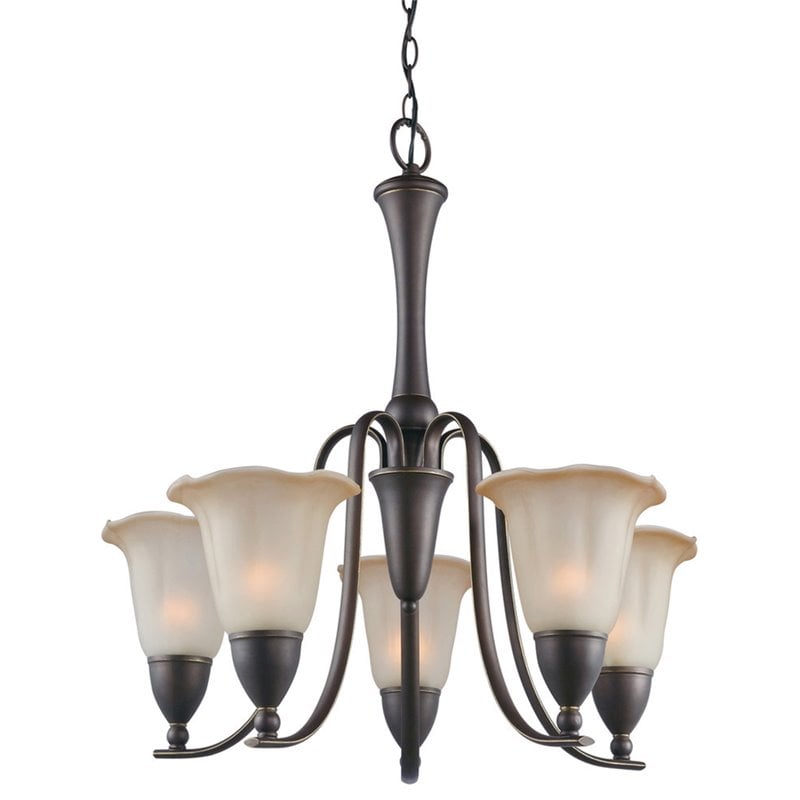 Woodbridge Lighting Kingston 5-light Steel & Glass Chandelier in Bronze