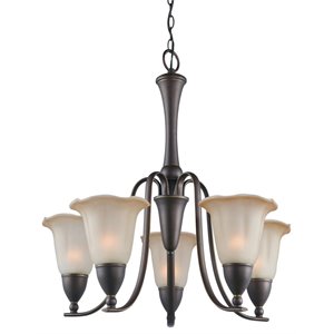 Woodbridge Lighting Kingston 5-light Steel & Glass Chandelier in Bronze