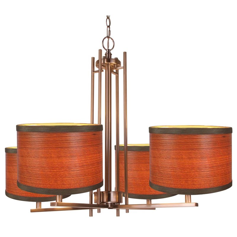 Woodbridge Lighting Hudson 4-light Metal & Veneer Chandelier in Nickel/Brulee