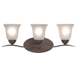 Woodbridge Lighting Beaconsfield 3-light Glass Bathroom Light in Marbled Bronze