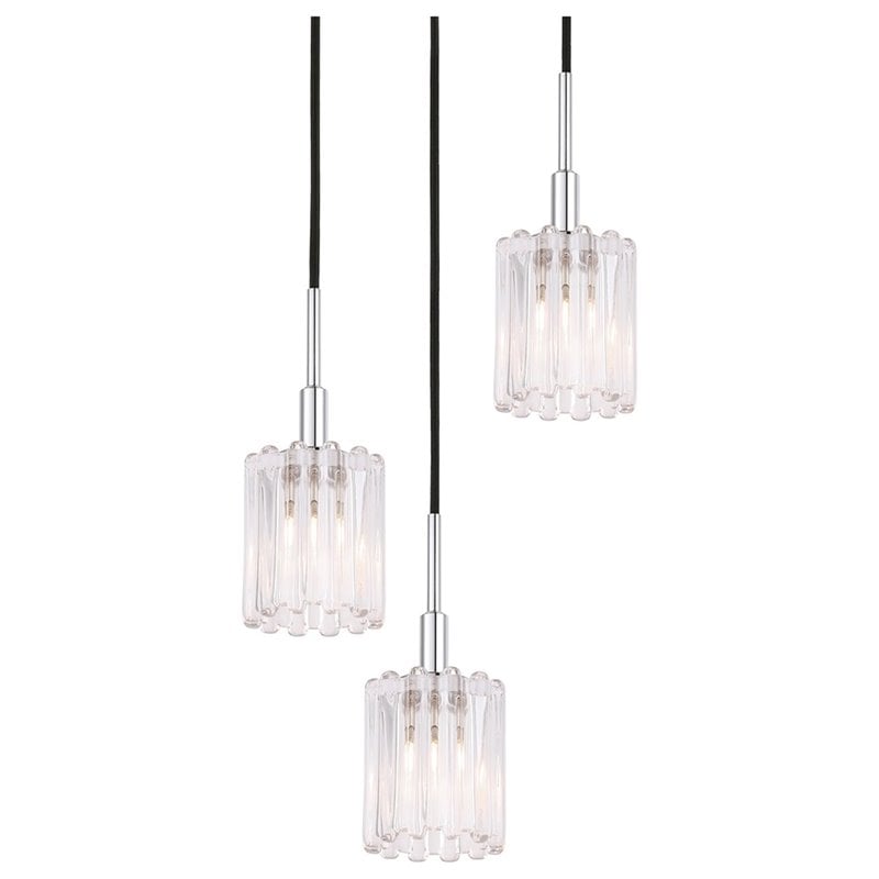 Woodbridge Lighting Candice 3-light Glass Cluster Pendant in Nickel