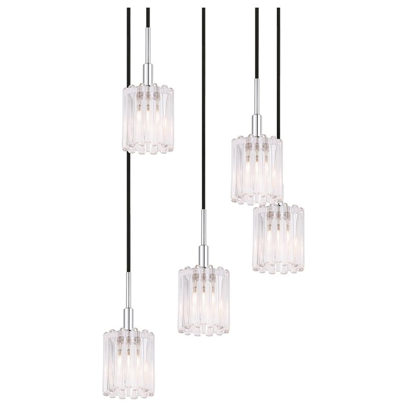 Woodbridge Lighting Candice 5-light Glass Cluster Pendant in Nickel