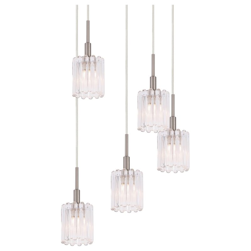 Woodbridge Lighting Candice 5-light Glass Cluster Pendant in Nickel