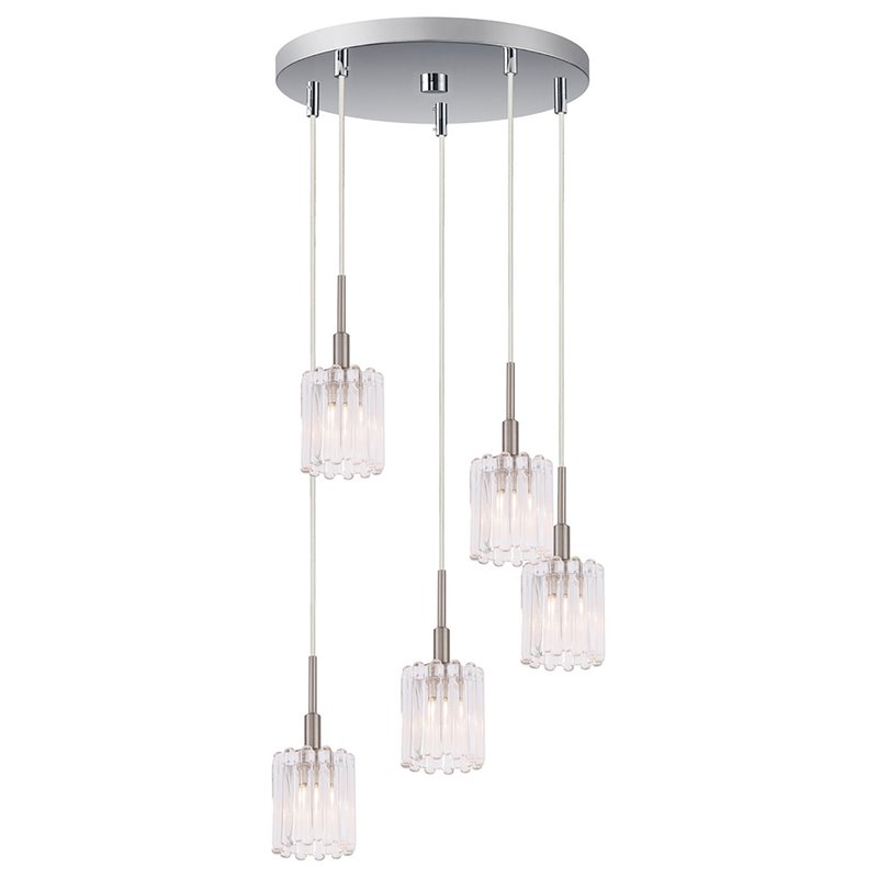 Woodbridge Lighting Candice 5-light Glass Cluster Pendant in Nickel