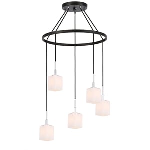 Woodbridge Lighting Langston 5-Light Metal Chandelier in Chrome/Bronze