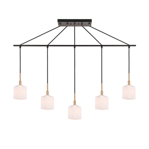 Woodbridge Lighting Langston Metal Linear Pendant in Brass/Bronze
