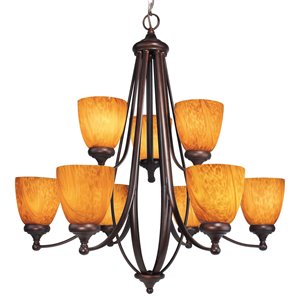 Woodbridge Lighting Kenshaw 9-Light Metal Chandelier in Bordeaux Brown