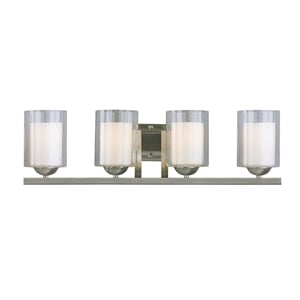 Woodbridge Lighting Cosmo 4-Light Metal Bathroom Light in Satin Nickel