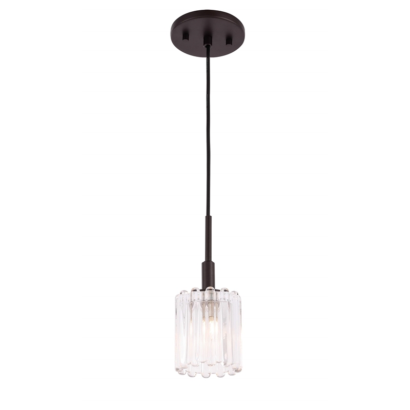 Woodbridge Lighting Candice Swizzle Stick Cylinder Metal Mini-Pendant in Bronze
