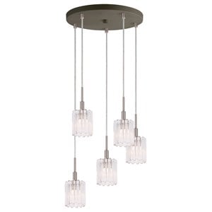 Woodbridge Lighting Candice 5-Light Transitional Glass Cluster Pendant in Nickel