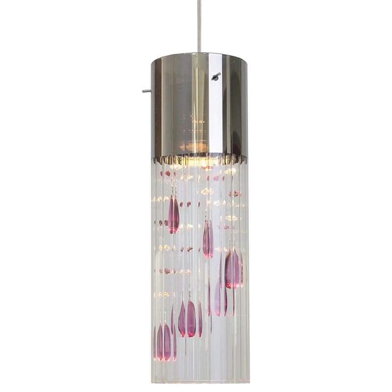 Woodbridge Lighting Gem Metal LED Mini Pendant with Strings in Amethyst Purple
