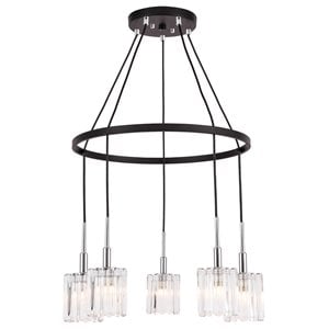 Woodbridge Lighting Candice Frosted Square Metal Chandelier in Chrome/Bronze