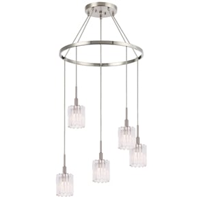 Woodbridge Lighting Candice Frosted Square Metal Chandelier in Satin Nickel