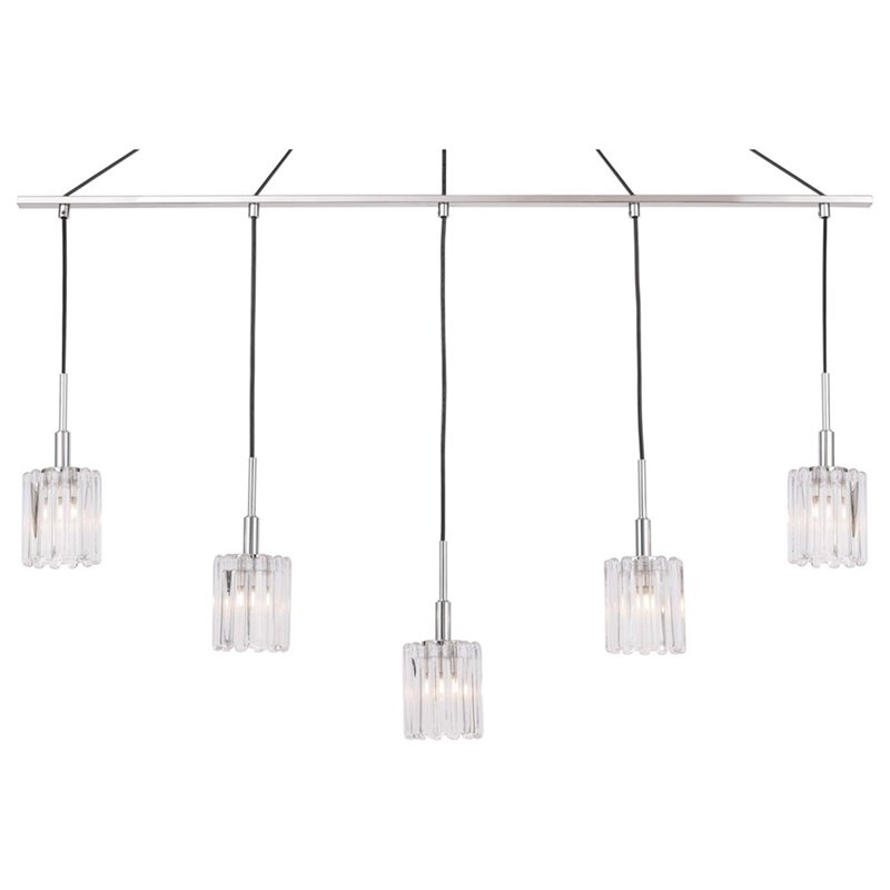 Woodbridge Lighting Candice Frosted Square Metal Linear Pendant in Chrome