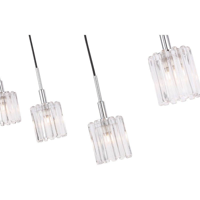 Woodbridge Lighting Candice Frosted Square Metal Linear Pendant in Chrome