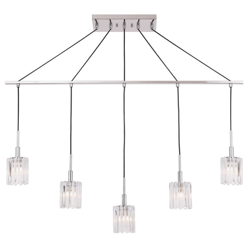 Woodbridge Lighting Candice Frosted Square Metal Linear Pendant in Chrome