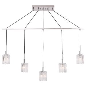 Woodbridge Lighting Candice Frosted Square Metal Linear Pendant in Chrome