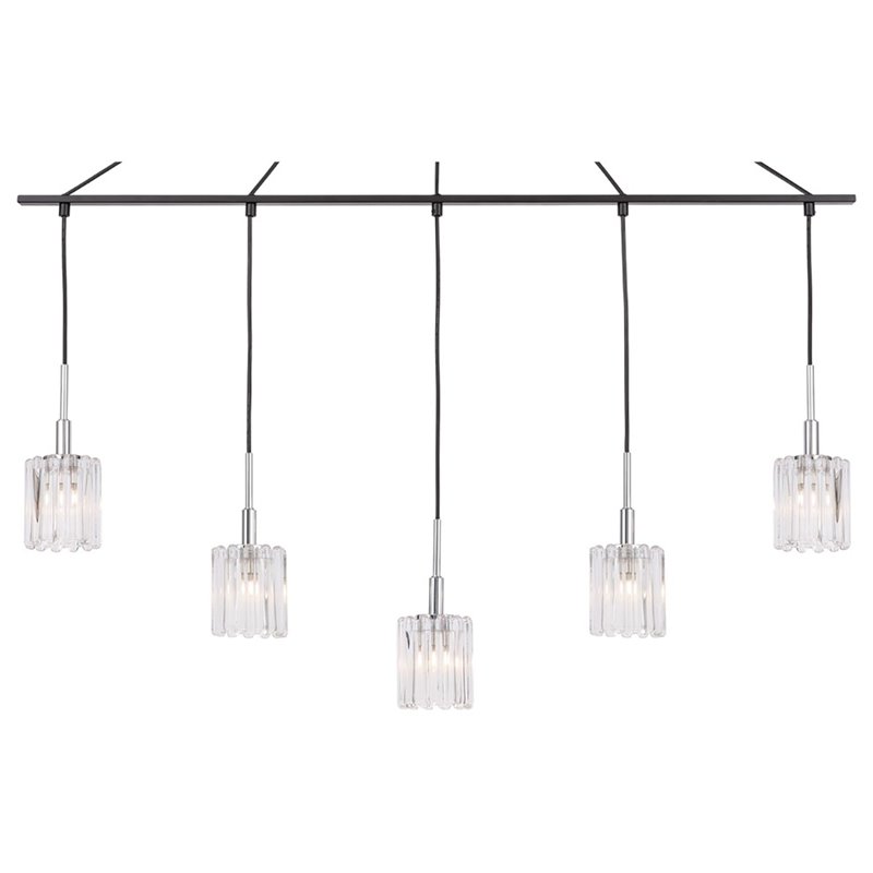 Woodbridge Lighting Candice Frosted Square Metal Linear Pendant in Chrome/Bronze