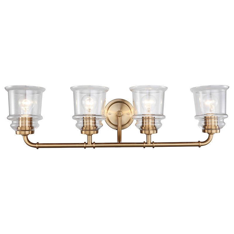Woodbridge Lighting Elliot 19554 4-Light Transitional Metal Bath in Brass