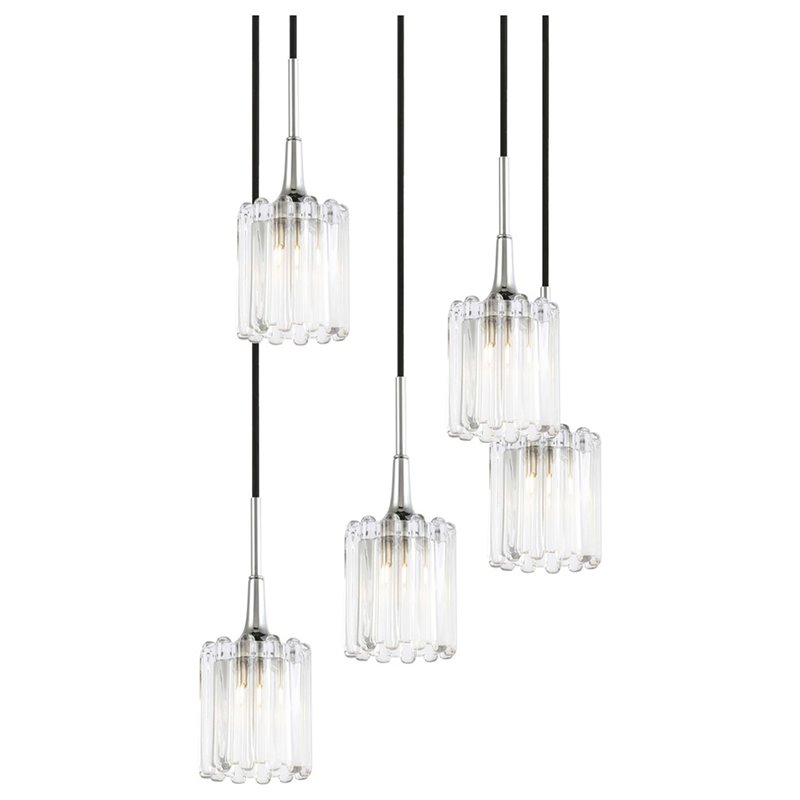 Woodbridge Lighting Regent Park 5-Light Swizzle Glass Pendant in Chrome