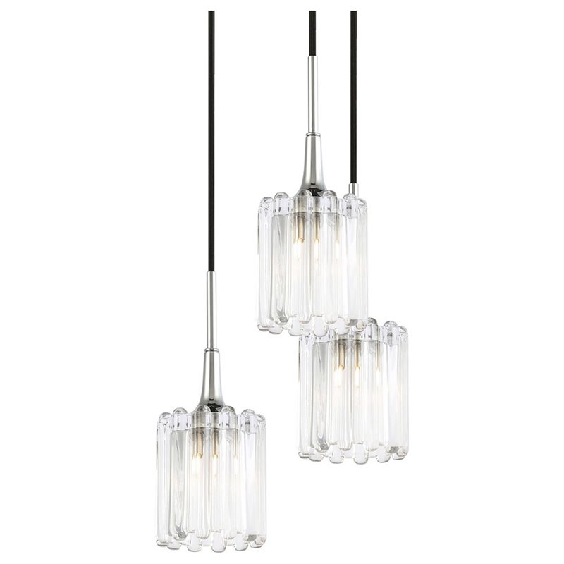 Woodbridge Lighting Regent Park 5-Light Swizzle Glass Pendant in Chrome