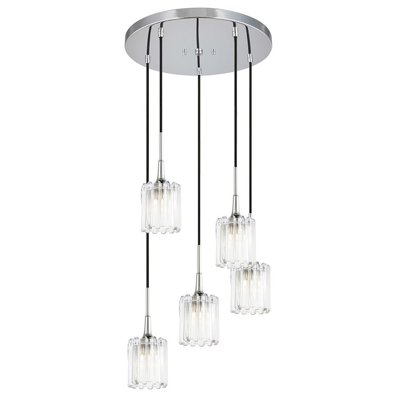 Woodbridge Lighting Regent Park 5-Light Swizzle Glass Pendant in Chrome