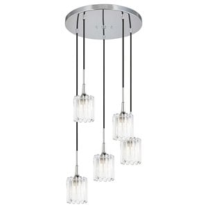 Woodbridge Lighting Regent Park 5-Light Swizzle Glass Pendant in Chrome