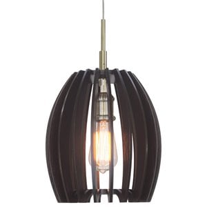 Woodbridge Lighting Crescendo Canopy 1 Light Wood Mini Pendant in Brass/Black