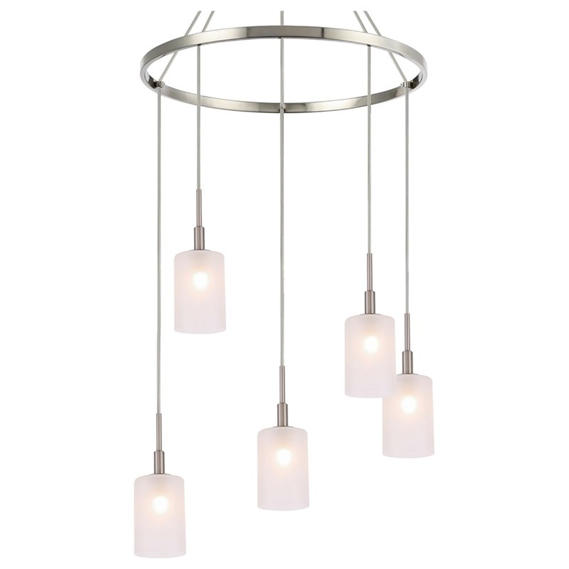 Woodbridge Lighting Elise 5-Light Opal Glass & Steel Chandelier in Satin Nickel