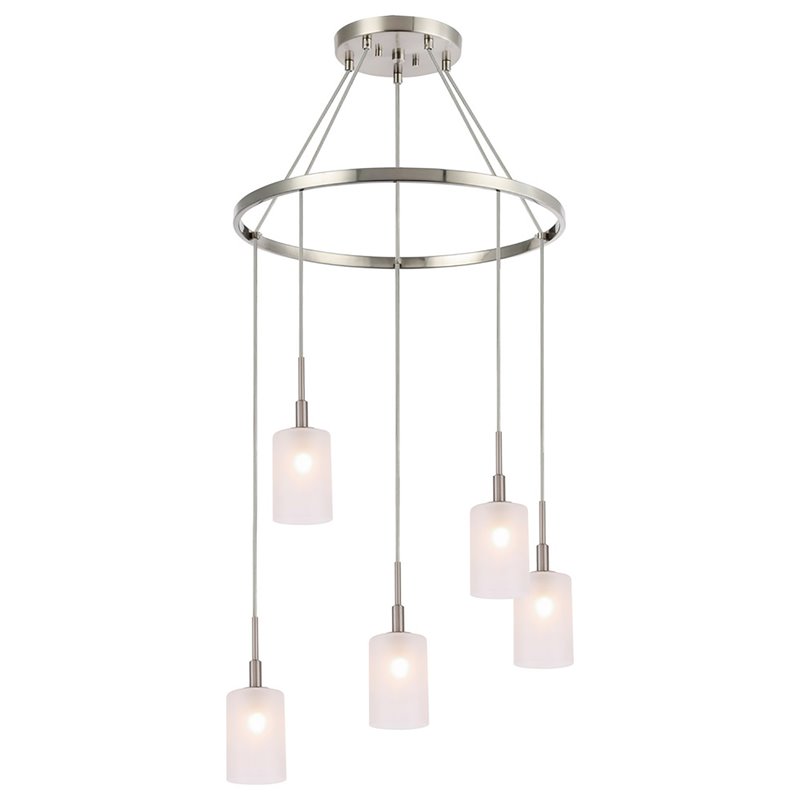 Woodbridge Lighting Elise 5-Light Opal Glass & Steel Chandelier in Satin Nickel
