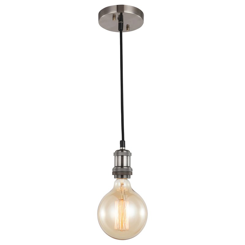 Woodbridge Lighting Fulton Metal Mini-Pendant with Vintage Bulb in Nickel