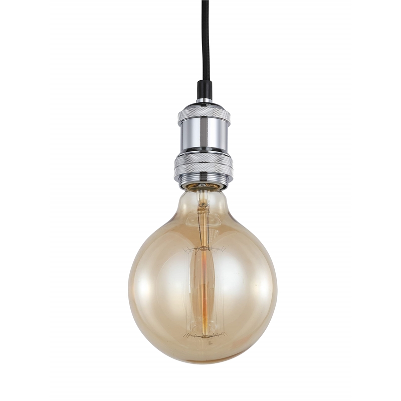 Woodbridge Lighting Fulton Metal Mini-Pendant with Vintage G125 Bulb in Chrome