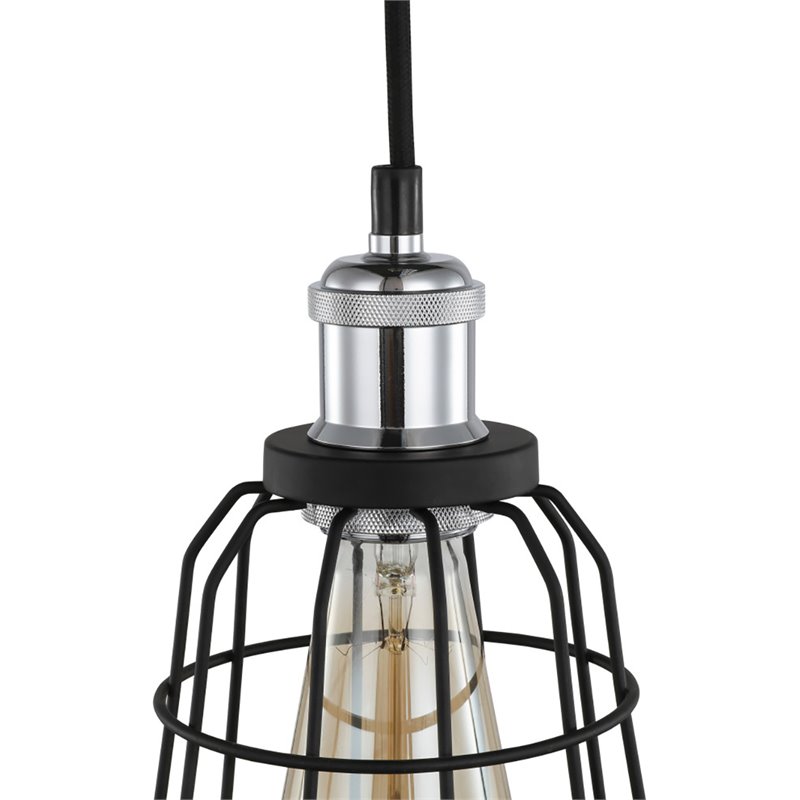 Woodbridge Lighting Fulton Wire Cage Metal Mini-Pendant in Chrome/Black