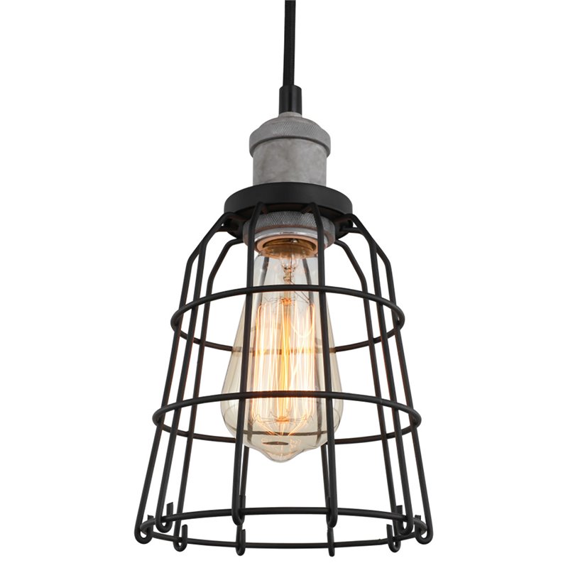 Woodbridge Lighting Fulton Wire Cage Metal Mini-Pendant in Gray/Black